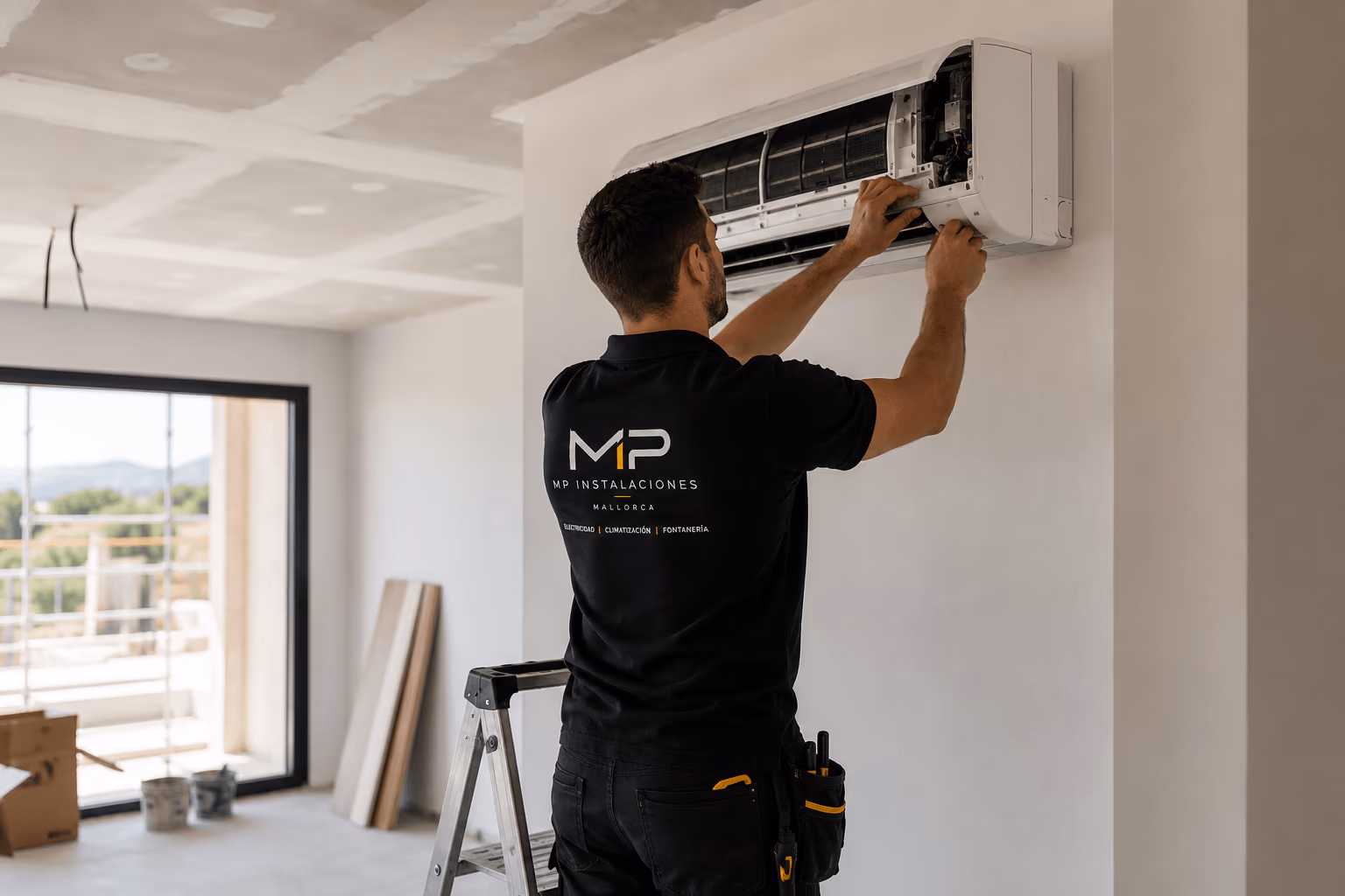 Unidad split de aire acondicionado instalada