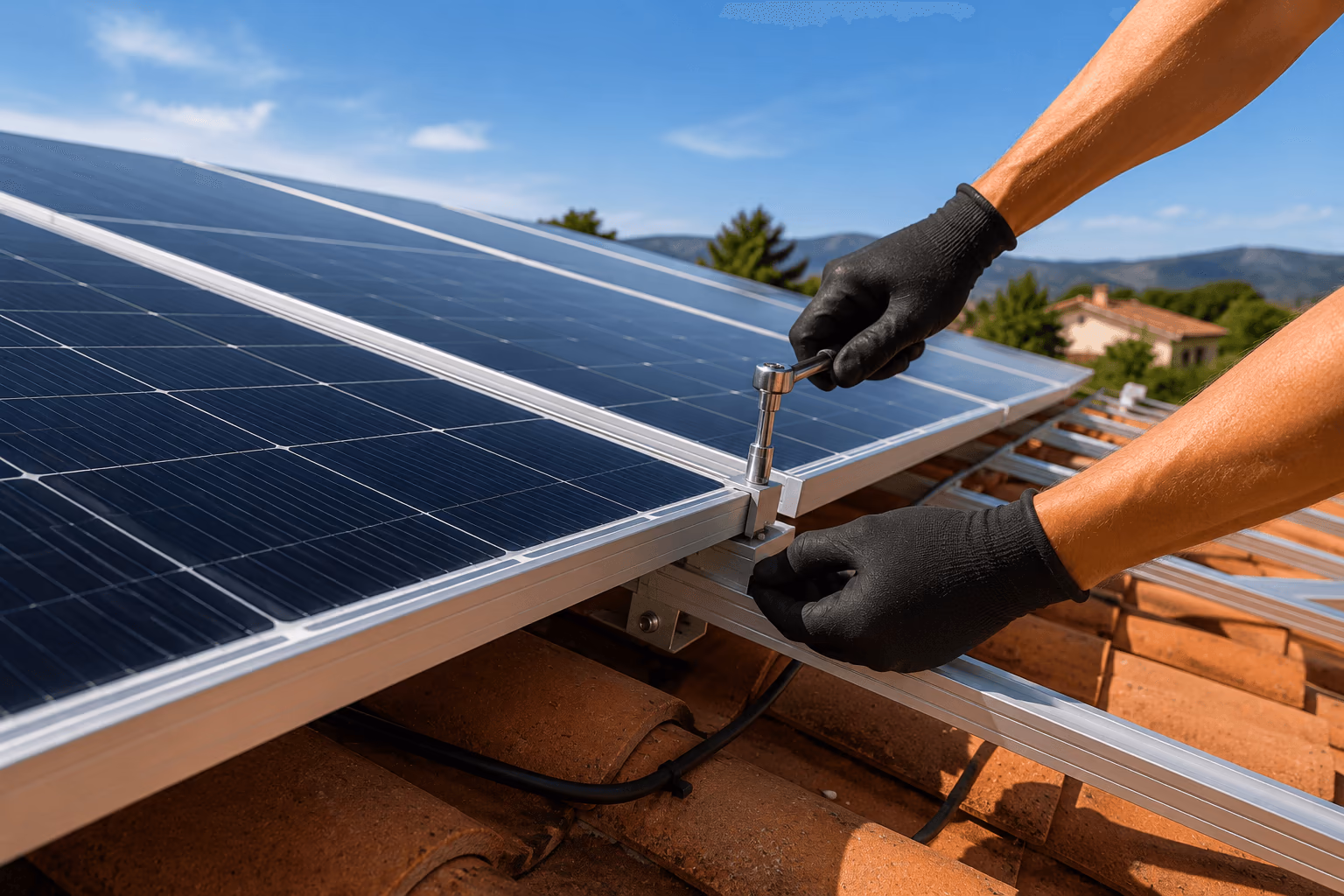 Instalación de placas solares en cubierta plana